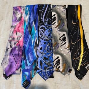 J. Garcia Vibrant Abstract Ties Collection. Set of 5